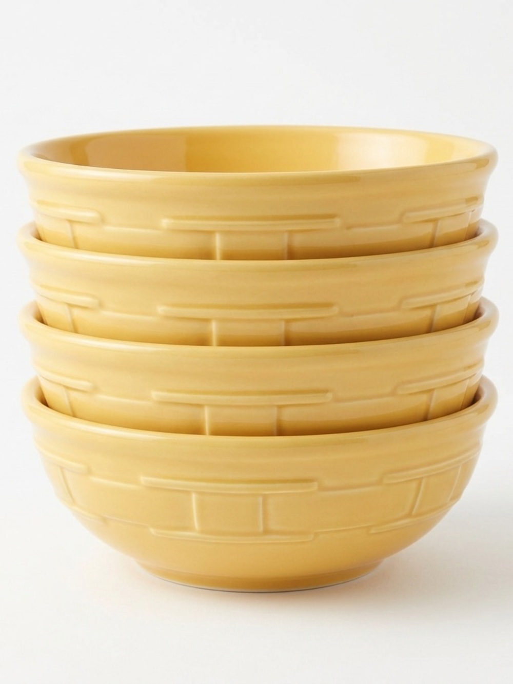 Longaberger Bowls Set of 4 Yellow Discontinued Plus 2 Toothpick Holders - Picture 2 of 6